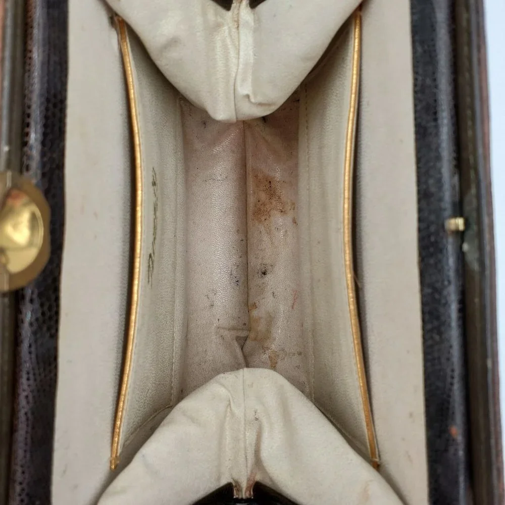 Vintage Palizzio Very NewYork Exotic Lizard Honey Brown Reptile Purse Bag Clutch - Picture 8 of 11